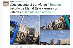 Imagen del Twitter de Maná con su mensaje sobre la rotulación del tranvía.