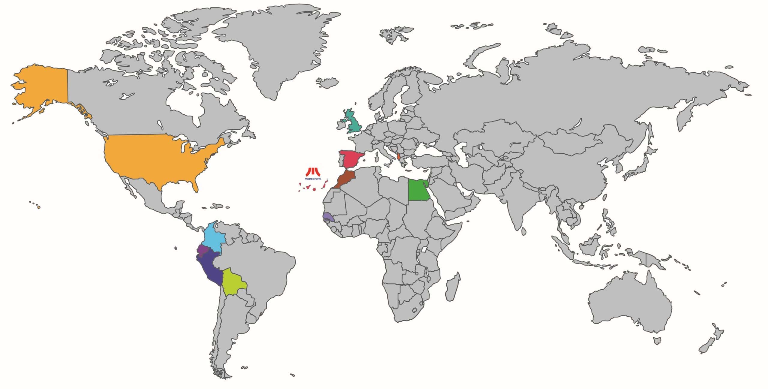 Mapa del mundo indicando los países en os que hay empresas colaboradoras