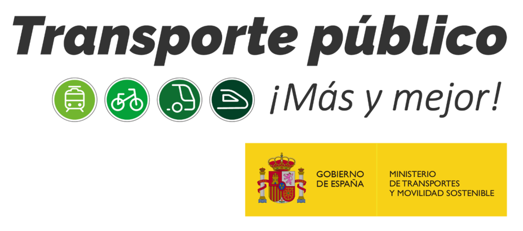 Transporte público más y mejor Logo del Ministerio de Transporte y Movilidad Sostenible
