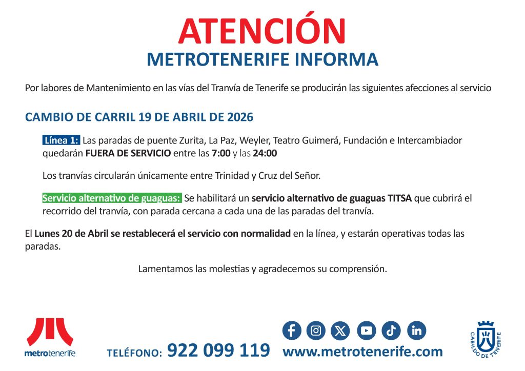 Cartel mantenimiento vía.